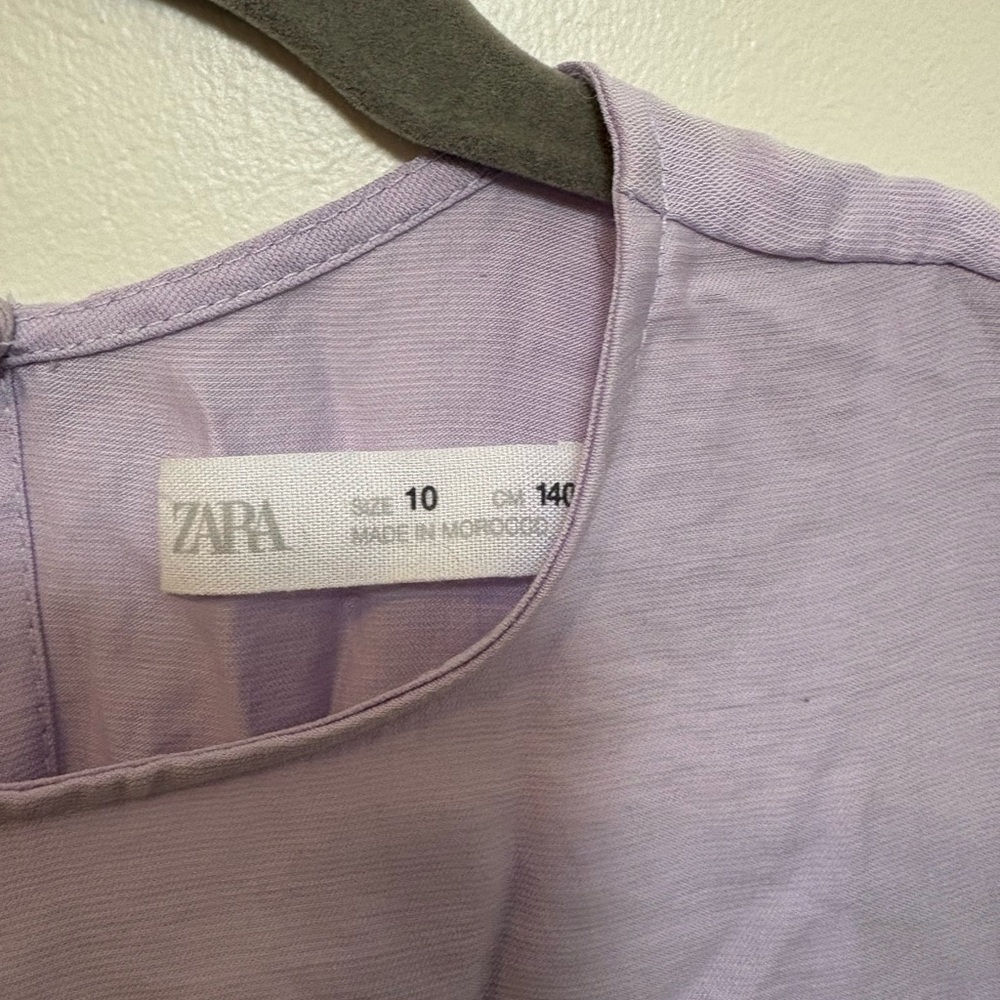 Zara Lilac Girls Puff Sleeve Kids Dress - Picture 2 of 5